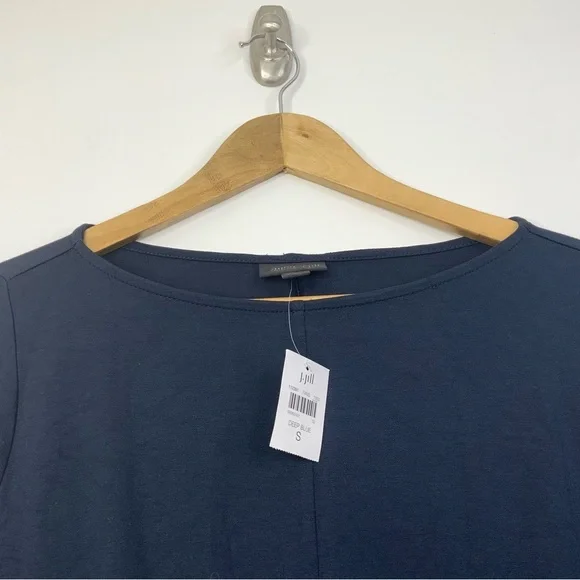 J. Jill Wearever Stretch Jersey Pleated Seamed Wasit Long Sleeve Midi. Size S. - Picture 3 of 7